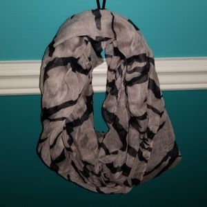 Grey and black infinity scarf